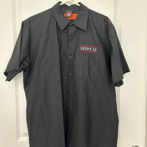Lucky 13 Men's Black Mechanic’s Button Down Shirt
